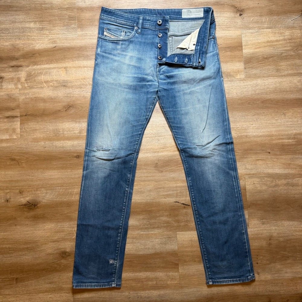 Diesel‎ Buster Jeans Mens 30x30 Blue Slim Tapered Stretch Distressed Denim R8LN4